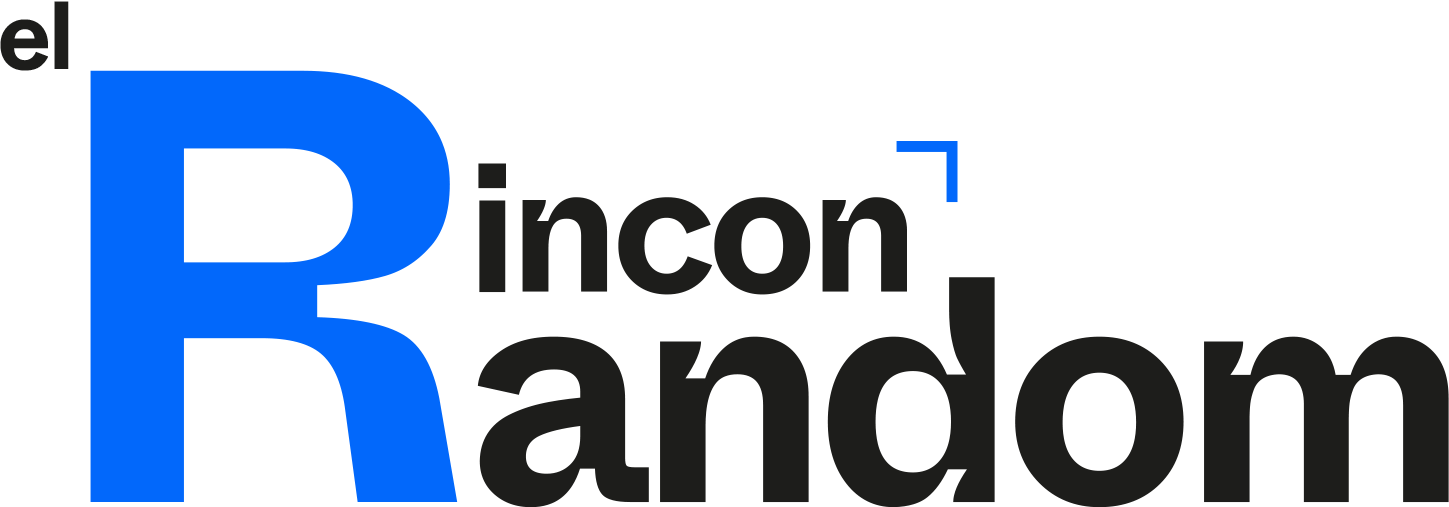 Logotipo del sitio web 'El Rincón Random', con letras grandes en negrita; 'Rincón' en azul y 'Random' en negro, con la frase 'el' en un tamaño más pequeño en la esquina superior izquierda.